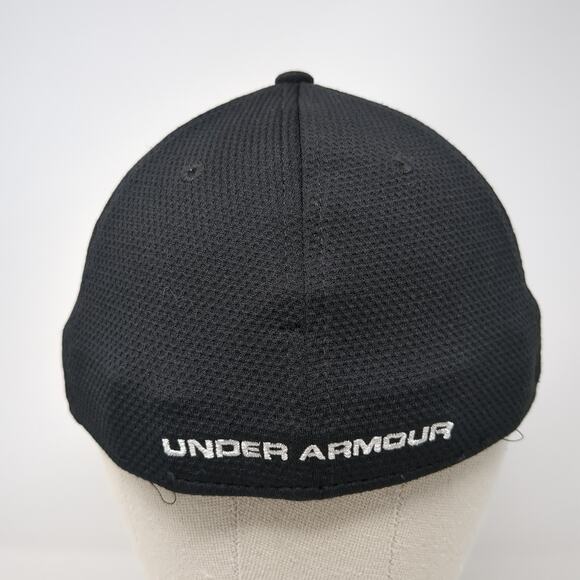 Under Armour Fitted Baseball Cap Black Large Embroidered Vented Holes 6 Panel - Picture 6 of 9